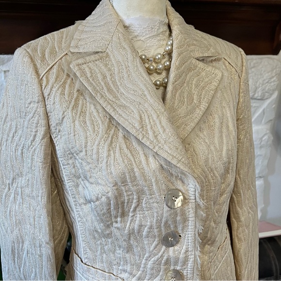 Apriori Women's Y2K Gold Metallic Blazer Jacket Size 12 - Picture 3 of 11